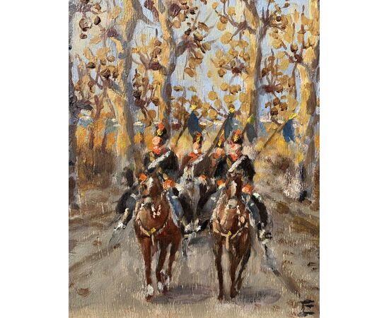 Enrico Vizzotto Alberti (Oderzo 1880 - Padua 1976) - The 7th Regiment of Lancers of Milan.