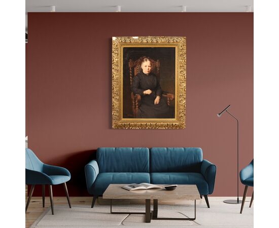 Belgian lady portrait painting dated 1920