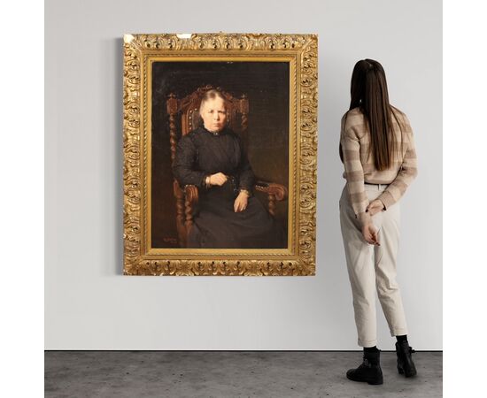 Belgian lady portrait painting dated 1920