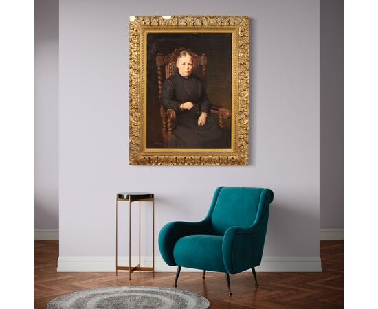 Belgian lady portrait painting dated 1920
