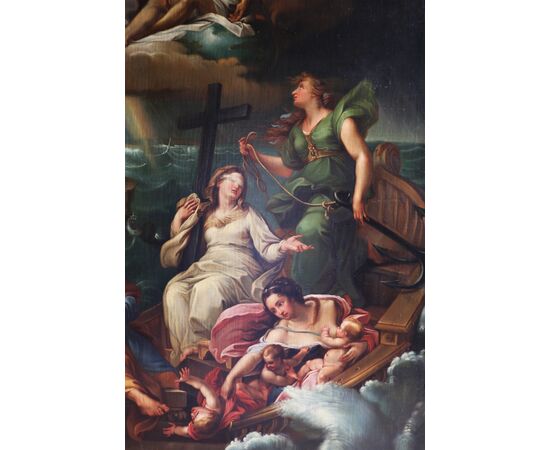 Giuseppe Bartolomeo Chiari copy from, Rome 1654 - Rome 1727; Saint Peter guides the ship of the Church, oil on canvas