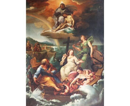 Giuseppe Bartolomeo Chiari copy from, Rome 1654 - Rome 1727; Saint Peter guides the ship of the Church, oil on canvas