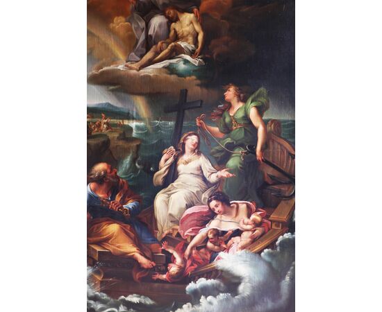 Giuseppe Bartolomeo Chiari copy from, Rome 1654 - Rome 1727; Saint Peter guides the ship of the Church, oil on canvas