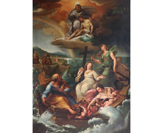 Giuseppe Bartolomeo Chiari copy from, Rome 1654 - Rome 1727; Saint Peter guides the ship of the Church, oil on canvas