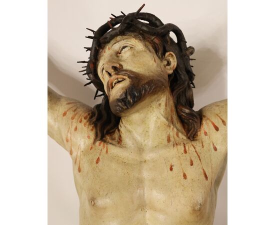 Cristo spirante in croce, legno intagliato e policromo, cerchia Anton Maria Maragliano, probabilmente Agostino Storace, Genova, XVIII secolo