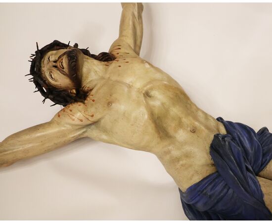 Cristo spirante in croce, legno intagliato e policromo, cerchia Anton Maria Maragliano, probabilmente Agostino Storace, Genova, XVIII secolo