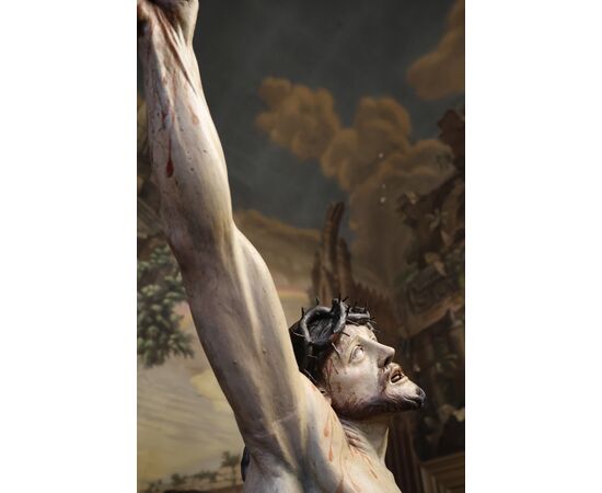 Cristo spirante in croce, legno intagliato e policromo, cerchia Anton Maria Maragliano, probabilmente Agostino Storace, Genova, XVIII secolo