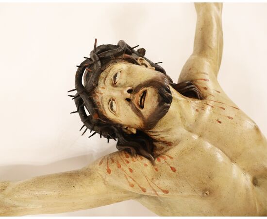 Cristo spirante in croce, legno intagliato e policromo, cerchia Anton Maria Maragliano, probabilmente Agostino Storace, Genova, XVIII secolo