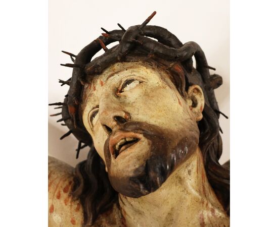Cristo spirante in croce, legno intagliato e policromo, cerchia Anton Maria Maragliano, probabilmente Agostino Storace, Genova, XVIII secolo