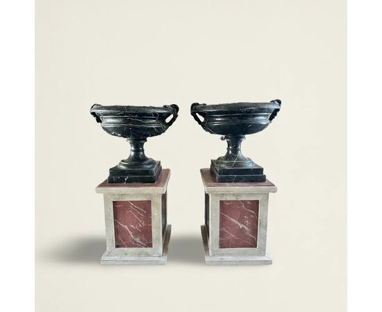 
Coppia di Vasi in Marmo Grand Antique con Basi