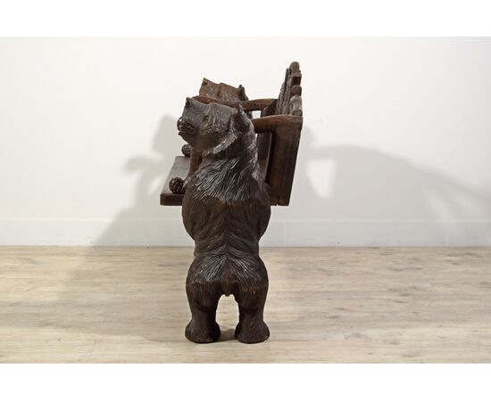 Carved wooden bench with "Black Forest" bears, Brienz, Switzerland, 20th century