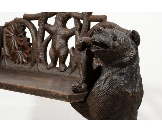 Carved wooden bench with "Black Forest" bears, Brienz, Switzerland, 20th century