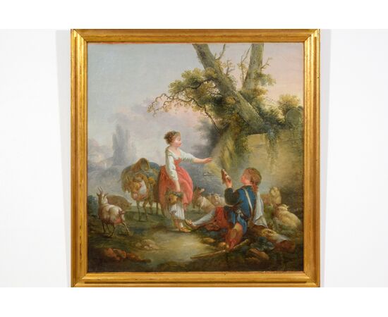 Pastoral scene, French painter, circle of Jean-Baptiste Huet (1745-1811), late 18th century.