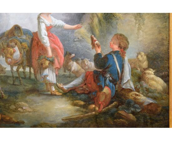 Pastoral scene, French painter, circle of Jean-Baptiste Huet (1745-1811), late 18th century.