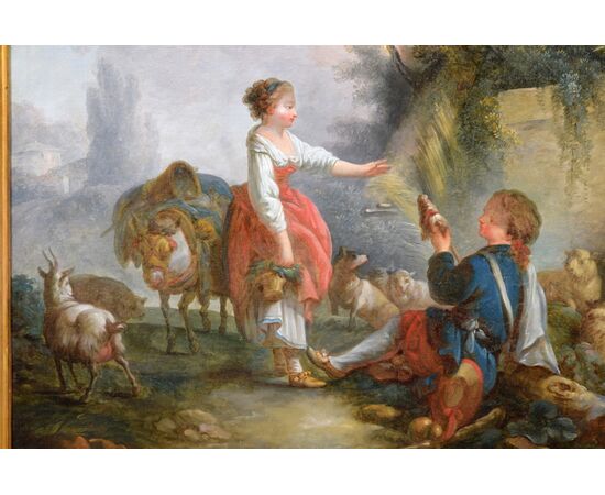 Pastoral scene, French painter, circle of Jean-Baptiste Huet (1745-1811), late 18th century.