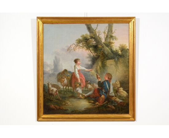 Pastoral scene, French painter, circle of Jean-Baptiste Huet (1745-1811), late 18th century.