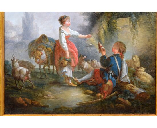 Pastoral scene, French painter, circle of Jean-Baptiste Huet (1745-1811), late 18th century.