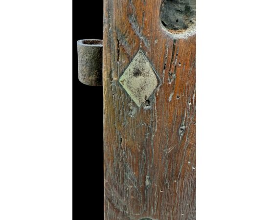 Pair of walnut doors with four engraved diamond panels.