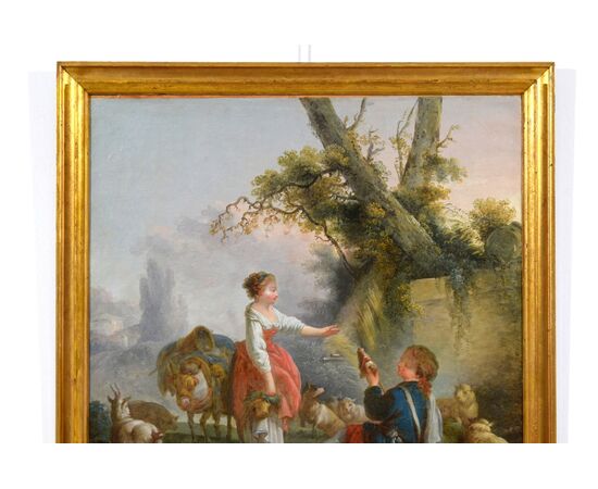 Pastoral scene, French painter, circle of Jean-Baptiste Huet (1745-1811), late 18th century.