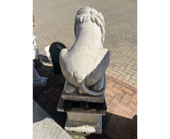 Pair of monumental marble lion statues