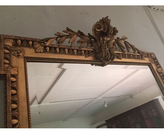 Late 19th century squared rectangular gilded wood mirror