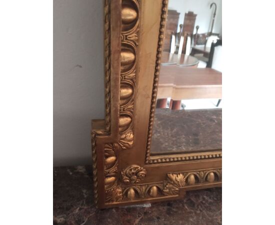Late 19th century squared rectangular gilded wood mirror