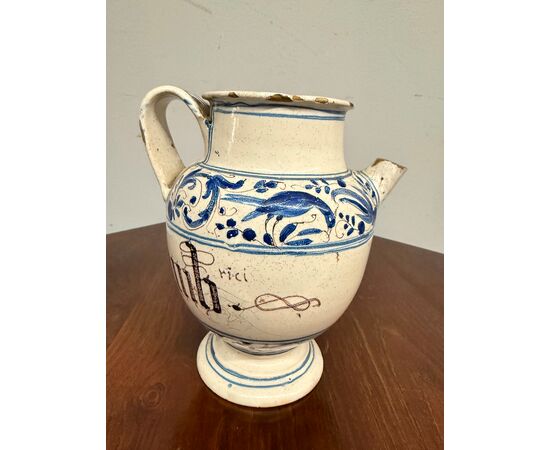 Antico versatoio in maiolica da farmacia XVIII sec Bassano, 22x18cm