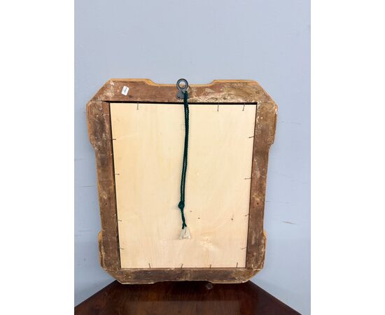 Antique mid-19th century tray mirror, gold leaf with engraved detailing, 63x53cm