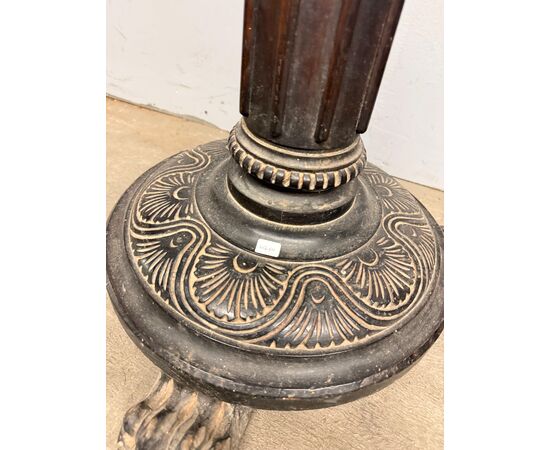 Antique neo-renaissance walnut column, carved in 1920, 122x28cm