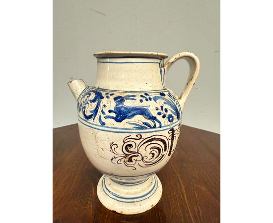 Antico versatoio in maiolica da farmacia XVIII sec Bassano, 22x18cm