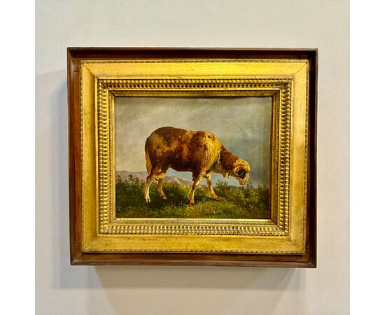 CONSALVO CARELLI “CAPRA AL PASCOLO” DIPINTO SU TELA