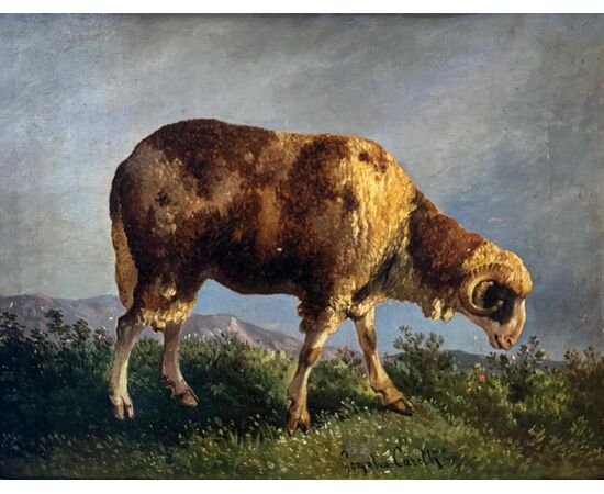 CONSALVO CARELLI “CAPRA AL PASCOLO” DIPINTO SU TELA