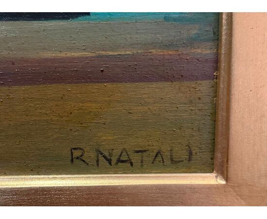 RENATO NATALI - VEDUTA DEL PORTO DI LIVORNO - DATATO 1959