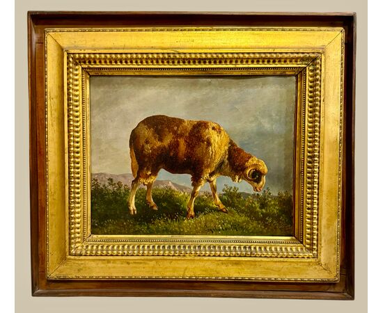 CONSALVO CARELLI “CAPRA AL PASCOLO” DIPINTO SU TELA