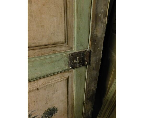 PTL367 - No. 2 Lacquered wooden doors with frame, 18th century, opening cm W 96 x H 202