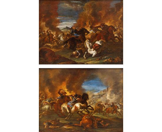 Pair of battle scenes