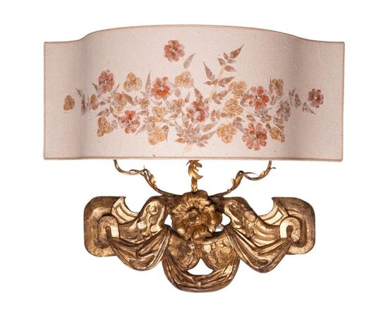 Wall lamp with antique gilded wooden frieze - O/6993 -