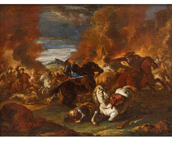 Pair of battle scenes