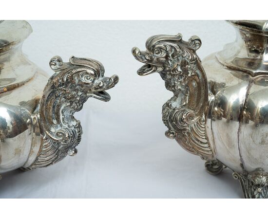 Servizio in argento antico stile Impero Napoletano appartenente alla prima metà del XX secolo.