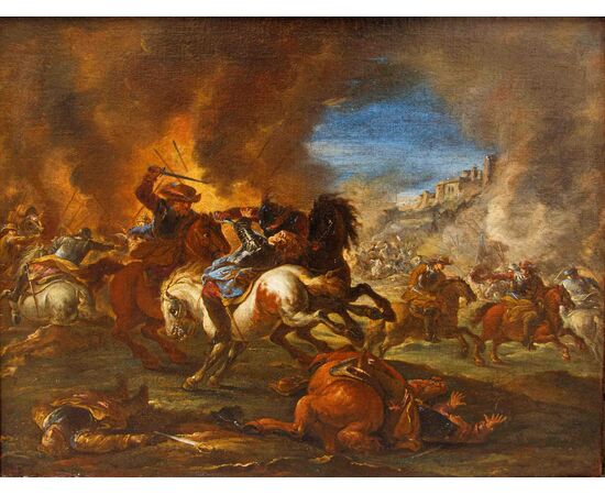 Pair of battle scenes