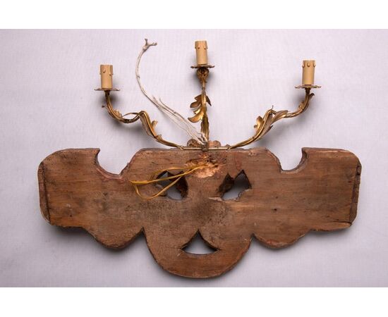 Wall lamp with antique gilded wooden frieze - O/6993 -
