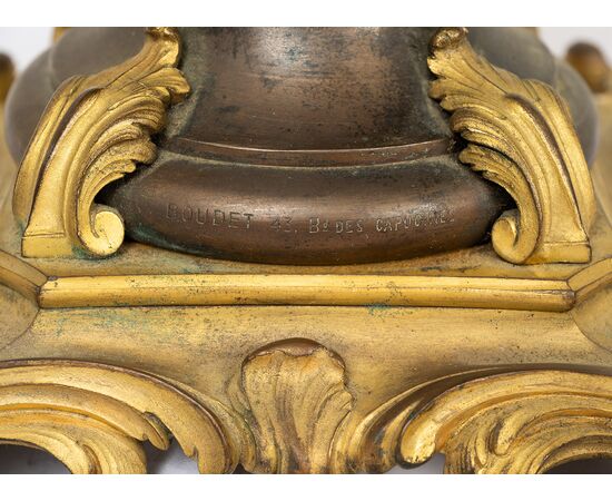 Antique sculpture in patinated bronze and gilded bronze signed "Houdon". France, 19th century.