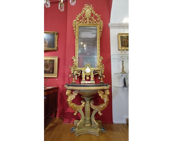 CONSOLLE IMPERO DORATA E DIPINTA PRIMI DEL XIX SECOLO