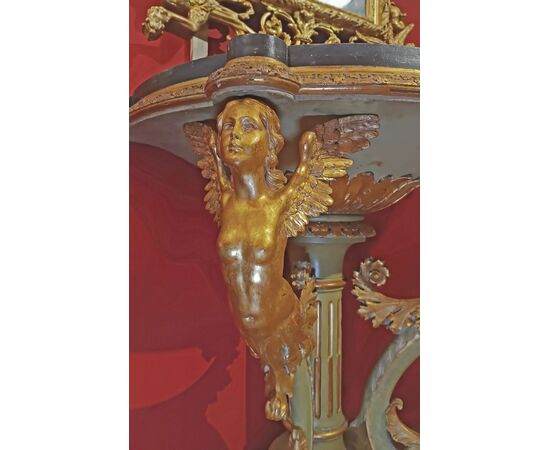 CONSOLLE IMPERO DORATA E DIPINTA PRIMI DEL XIX SECOLO