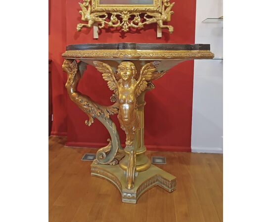 CONSOLLE IMPERO DORATA E DIPINTA PRIMI DEL XIX SECOLO