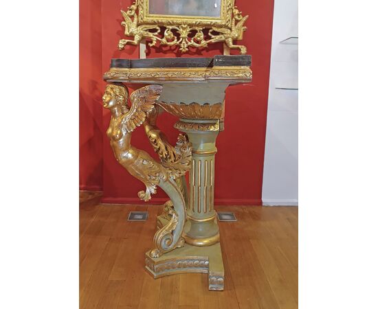 CONSOLLE IMPERO DORATA E DIPINTA PRIMI DEL XIX SECOLO