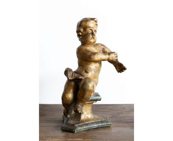 Coppia di putti in legno dorato e laccato – Lombardia, fine XVII secolo