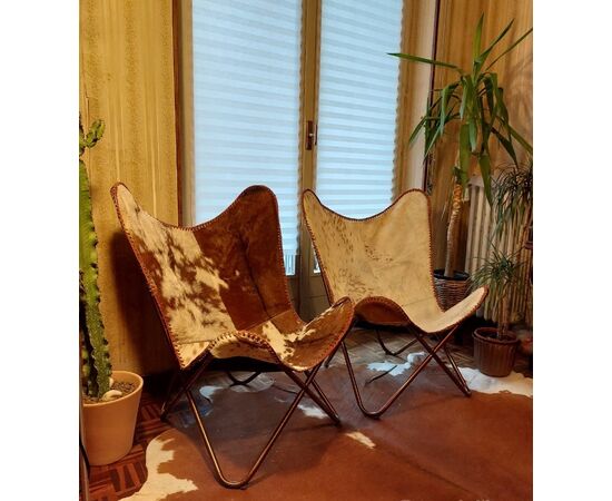 coppia di poltrone sedie Butterfly tipo Tripoline vintage