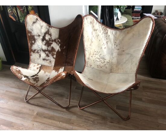 coppia di poltrone sedie Butterfly tipo Tripoline vintage