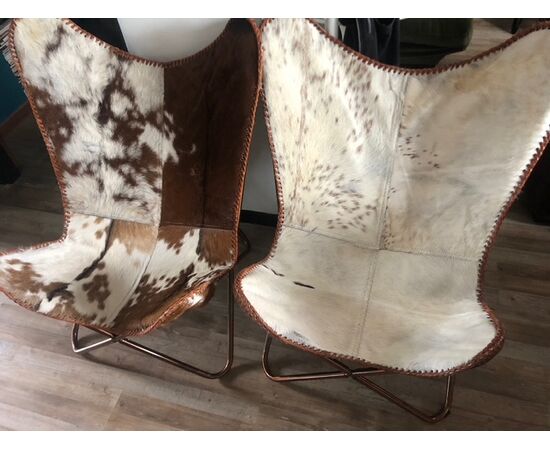 coppia di poltrone sedie Butterfly tipo Tripoline vintage